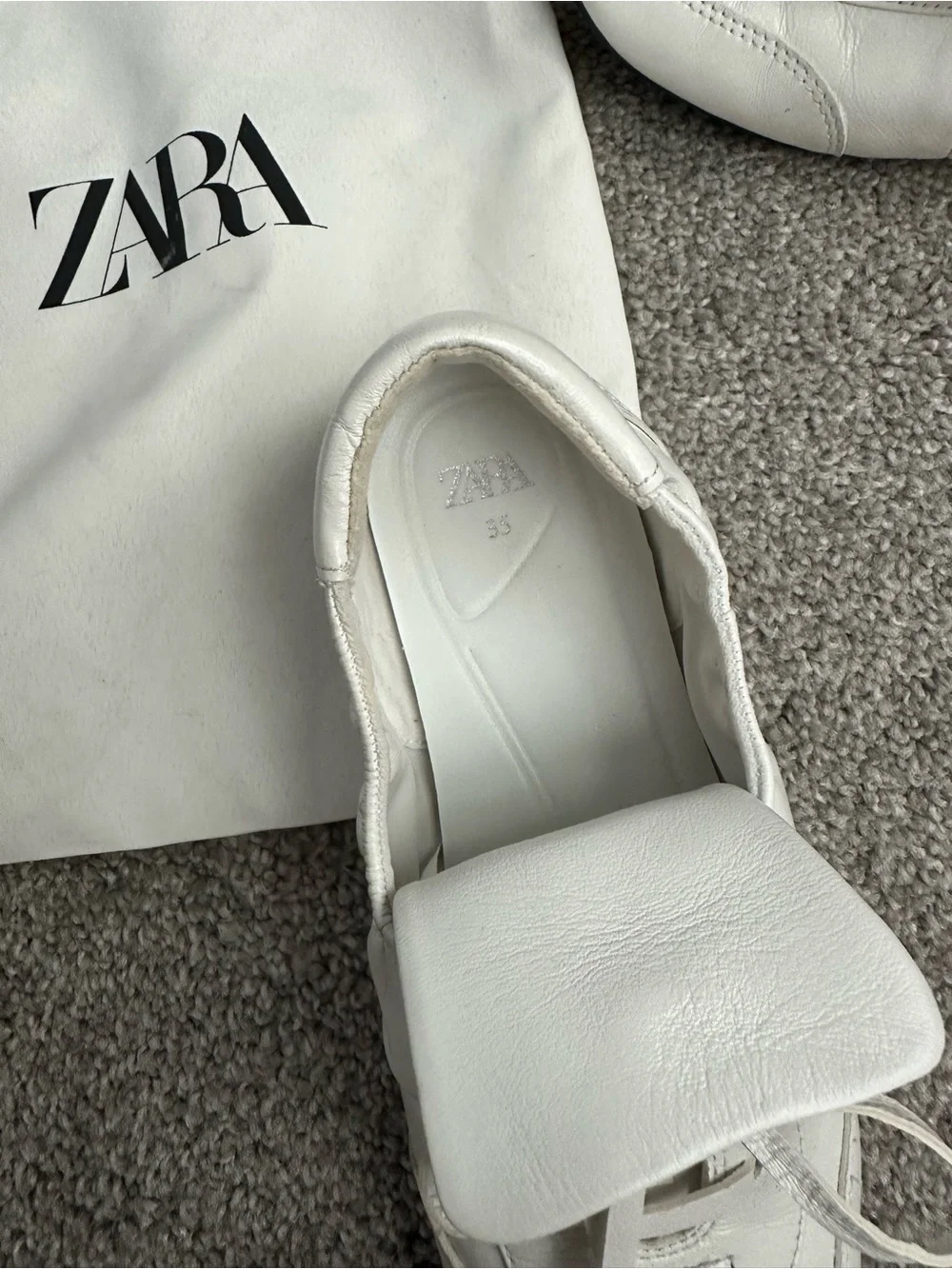Zara Women's White Leather Sneaker ,size 5,used